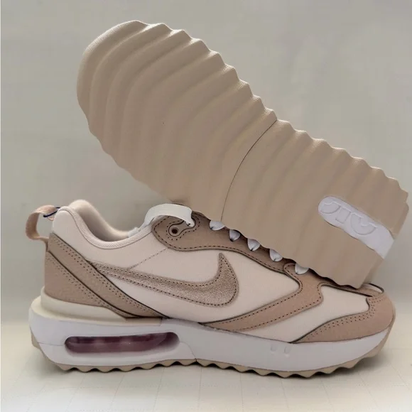 Nike Women's Beige and Pink Air-Cushioned Sneakers - Picture 6 of 6
